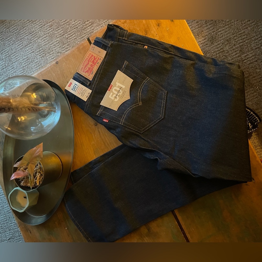 Levi’s Mens 501 Original Fit Jeans 38x32 Dark Denim